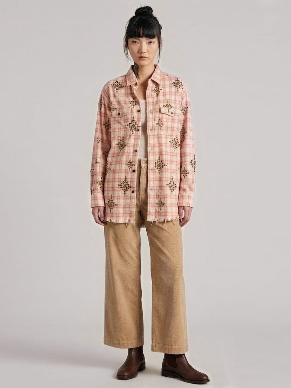 Free People x OneTeaspoon Lunar Studded Flannel Button Down NWT